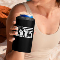 Patriotic Bigfoot American Flag in Forest 4 in 1 Can Cooler Tumbler