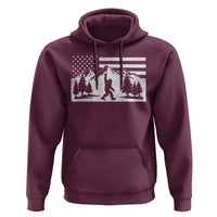 Patriotic Bigfoot American Flag in Forest Hoodie