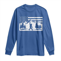 Patriotic Bigfoot American Flag in Forest Long Sleeve Shirt