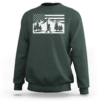 Patriotic Bigfoot American Flag in Forest Sweatshirt