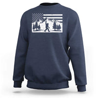 Patriotic Bigfoot American Flag in Forest Sweatshirt