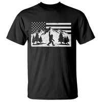 Patriotic Bigfoot American Flag in Forest T Shirt