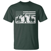 Patriotic Bigfoot American Flag in Forest T Shirt