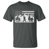 Patriotic Bigfoot American Flag in Forest T Shirt