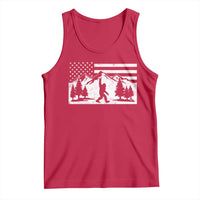 Patriotic Bigfoot American Flag in Forest Tank Top