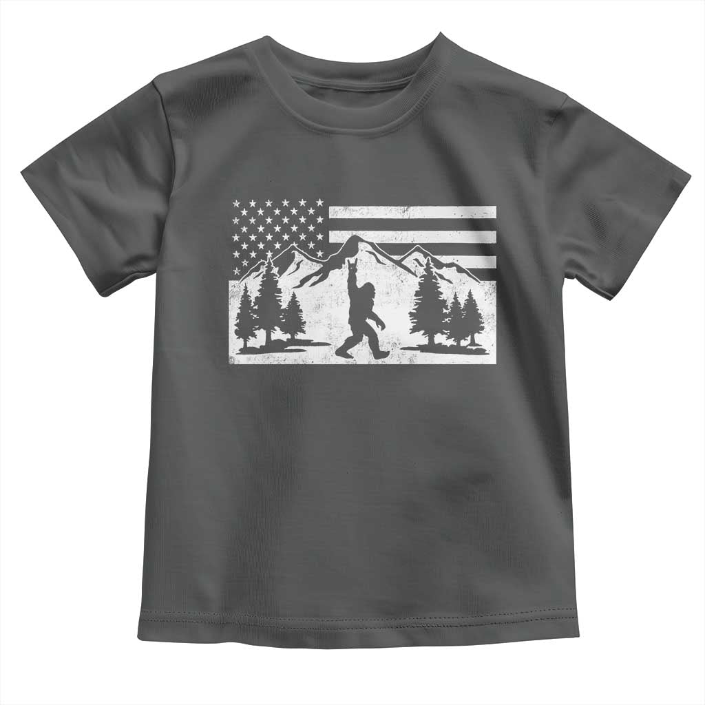 Patriotic Bigfoot American Flag in Forest Toddler T Shirt