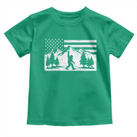 Patriotic Bigfoot American Flag in Forest Toddler T Shirt