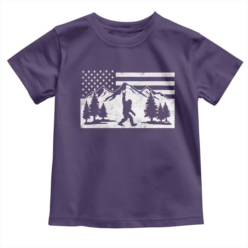 Patriotic Bigfoot American Flag in Forest Toddler T Shirt