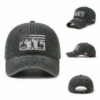 Patriotic Bigfoot American Flag in Forest Washed Cotton Baseball Cap