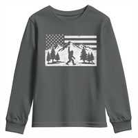 Patriotic Bigfoot American Flag in Forest Youth Sweatshirt