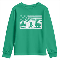 Patriotic Bigfoot American Flag in Forest Youth Sweatshirt