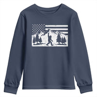 Patriotic Bigfoot American Flag in Forest Youth Sweatshirt