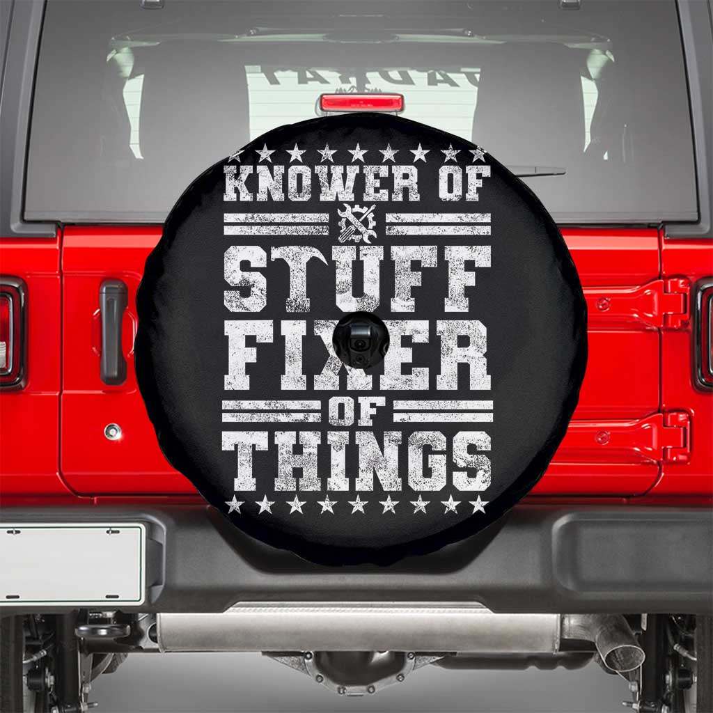 Knower Of Stuff Fixer Of Things Spare Tire Cover Funny Handyman Mechanic Dad
