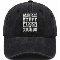 Knower Of Stuff Fixer Of Things Washed Cotton Baseball Cap Funny Handyman Mechanic Dad