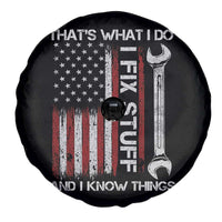 Thats What I Do I Fix Stuff And I Know Things Spare Tire Cover Funny Mechanic Engineer Vintage American Flag
