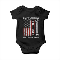 Thats What I Do I Fix Stuff And I Know Things Baby Onesie Funny Mechanic Engineer Vintage American Flag