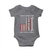 Thats What I Do I Fix Stuff And I Know Things Baby Onesie Funny Mechanic Engineer Vintage American Flag