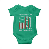Thats What I Do I Fix Stuff And I Know Things Baby Onesie Funny Mechanic Engineer Vintage American Flag