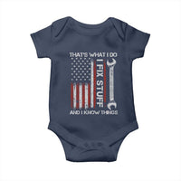 Thats What I Do I Fix Stuff And I Know Things Baby Onesie Funny Mechanic Engineer Vintage American Flag
