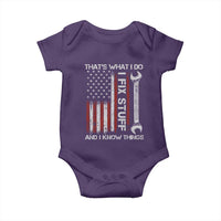 Thats What I Do I Fix Stuff And I Know Things Baby Onesie Funny Mechanic Engineer Vintage American Flag