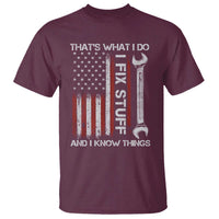 Thats What I Do I Fix Stuff And I Know Things T Shirt Funny Mechanic Engineer Vintage American Flag