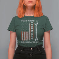 Thats What I Do I Fix Stuff And I Know Things T Shirt For Women Funny Mechanic Engineer Vintage American Flag