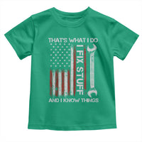 Thats What I Do I Fix Stuff And I Know Things Toddler T Shirt Funny Mechanic Engineer Vintage American Flag