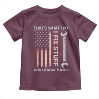 Thats What I Do I Fix Stuff And I Know Things Toddler T Shirt Funny Mechanic Engineer Vintage American Flag