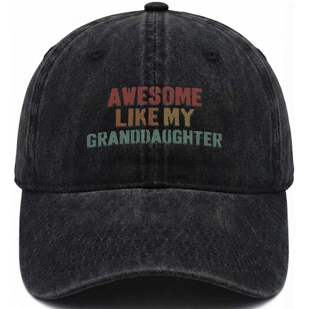 Awesome Like My Granddaughter Washed Cotton Baseball Cap Funny Proud Grandparents