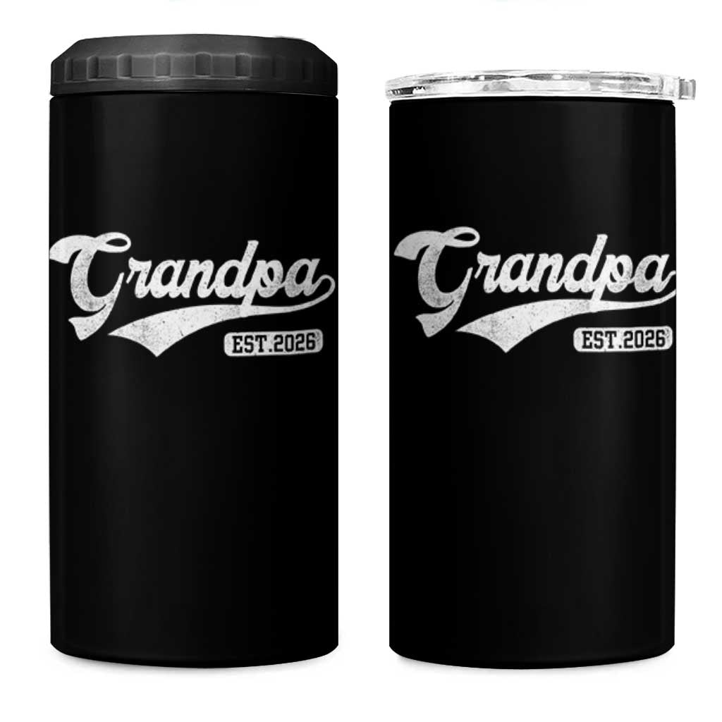 Grandpa Est 2026 4 in 1 Can Cooler Tumbler New Grandpa Paternity Father's Day
