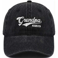 Grandpa Est 2026 Washed Cotton Baseball Cap New Grandpa Paternity Father's Day