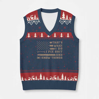 Thats What I Do I Fix Shit And I Know Things V-Neck Knit Sweater Vest Funny Mechanic American Flag