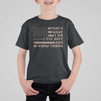 Thats What I Do I Fix Shit And I Know Things T Shirt For Kid Funny Mechanic American Flag