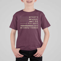 Thats What I Do I Fix Shit And I Know Things T Shirt For Kid Funny Mechanic American Flag