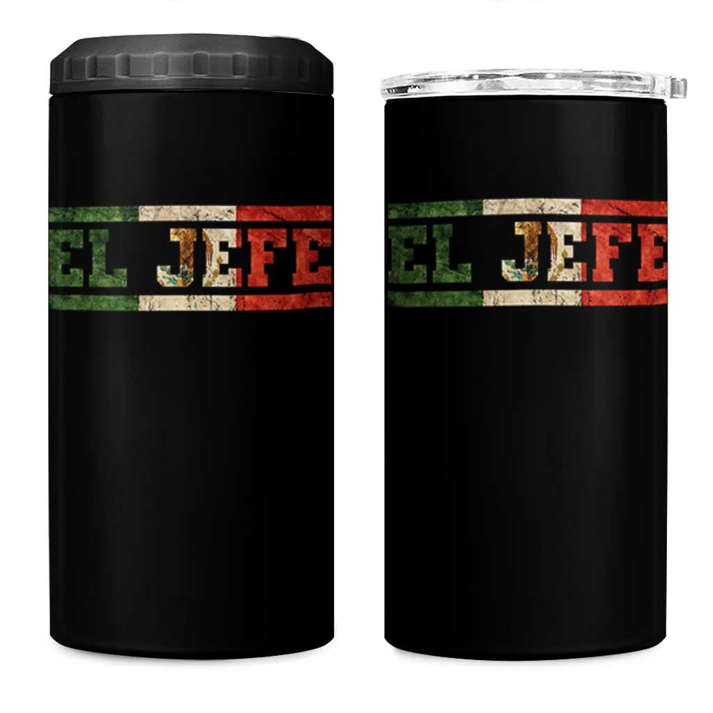 El Jefe 4 in 1 Can Cooler Tumbler Funny Mexican Boss Spanish Slang