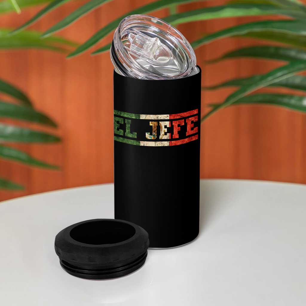El Jefe 4 in 1 Can Cooler Tumbler Funny Mexican Boss Spanish Slang