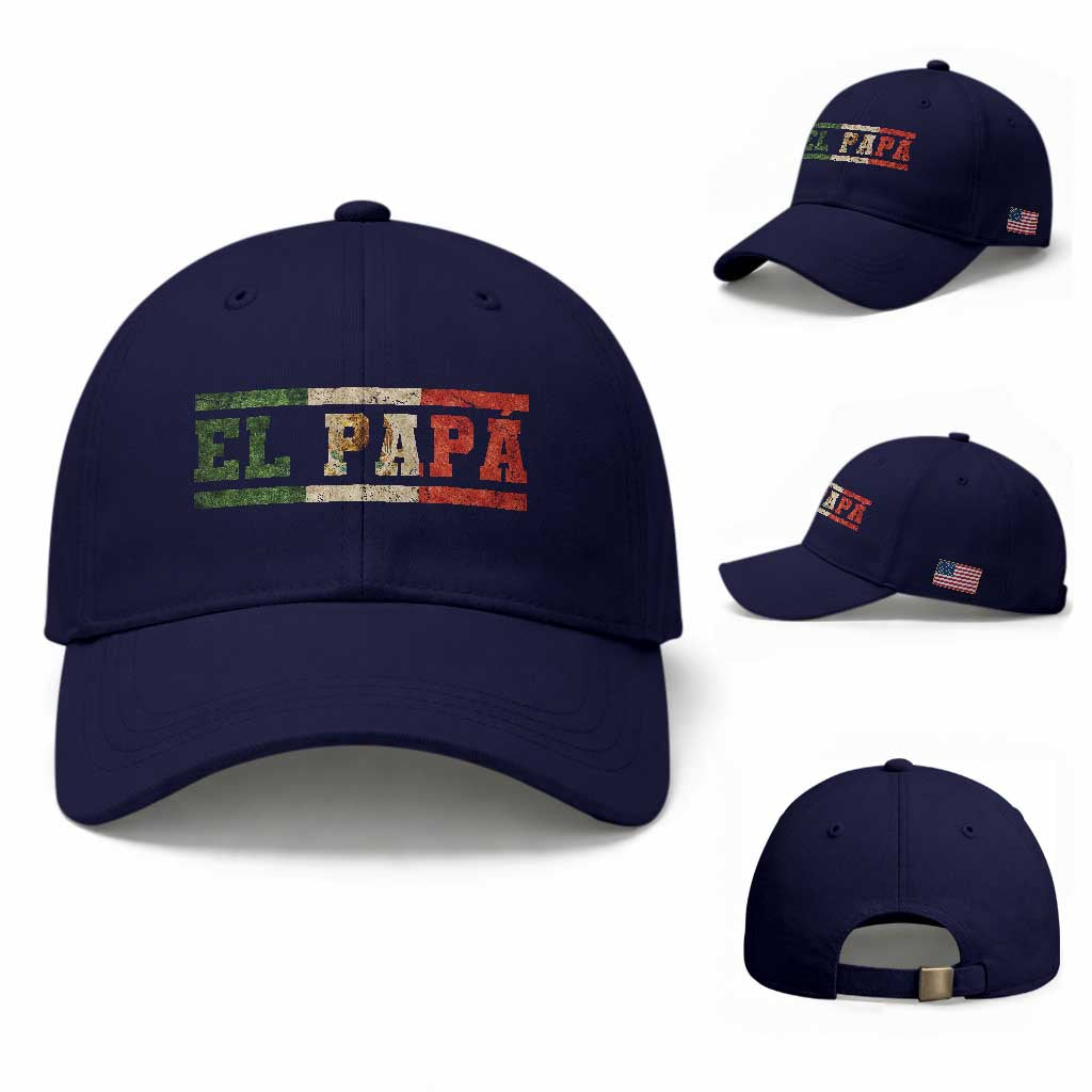 El Papa Funny Mexican Dad Baseball Cap Mexico Vintage Flag Father's Day