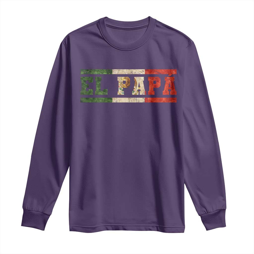 El Papa Funny Mexican Dad Long Sleeve Shirt Mexico Vintage Flag Father's Day