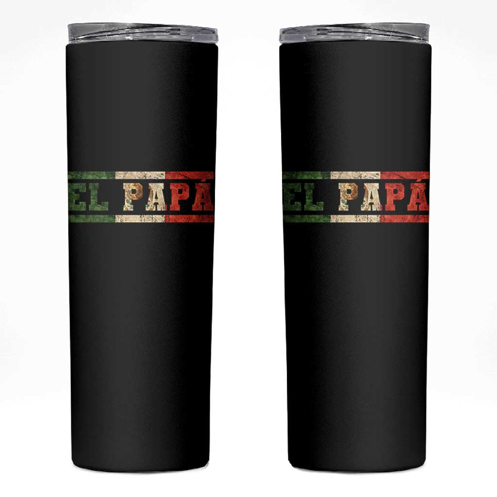 El Papa Funny Mexican Dad Skinny Tumbler Mexico Vintage Flag Father's Day