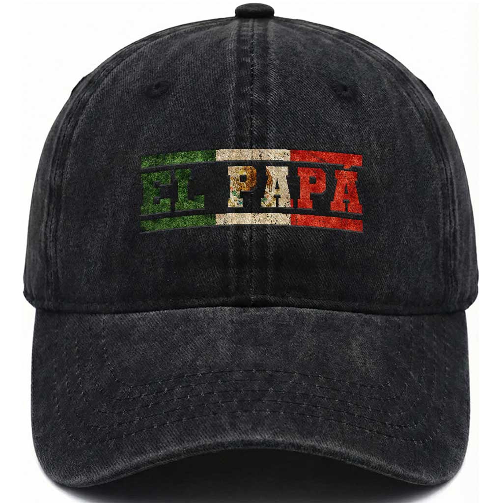 El Papa Funny Mexican Dad Washed Cotton Baseball Cap Mexico Vintage Flag Father's Day