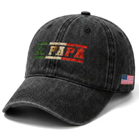 El Papa Funny Mexican Dad Washed Cotton Baseball Cap Mexico Vintage Flag Father's Day