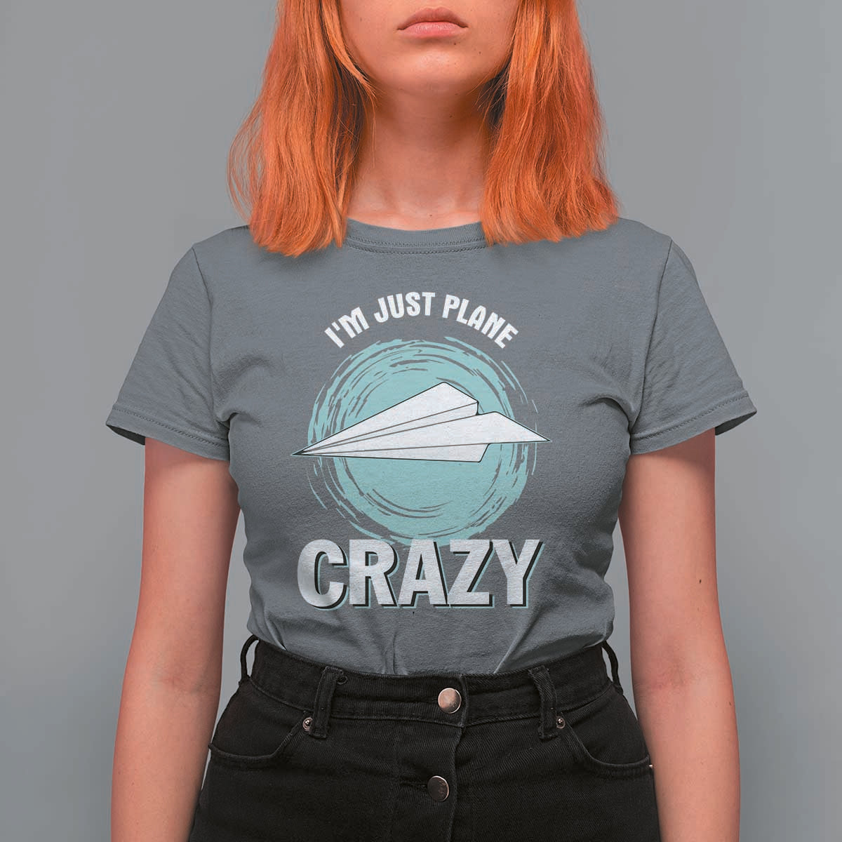 Funny Paper Plane T Shirt For Women I'm Just Plane Crazy Pilots - Wonder Print Shop