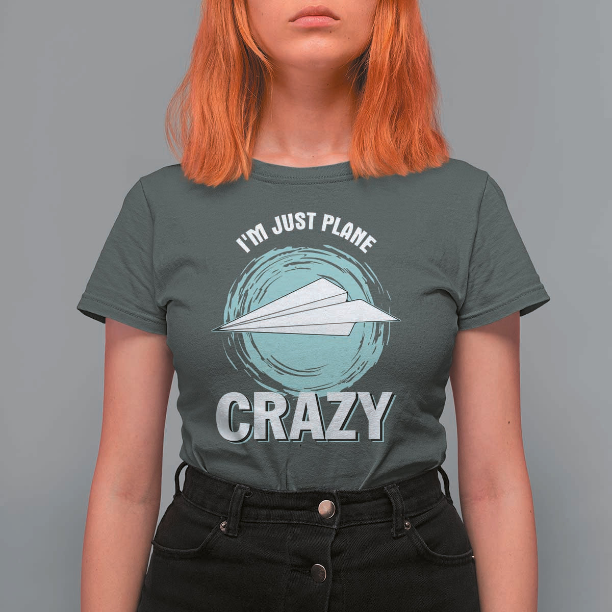 Funny Paper Plane T Shirt For Women I'm Just Plane Crazy Pilots - Wonder Print Shop