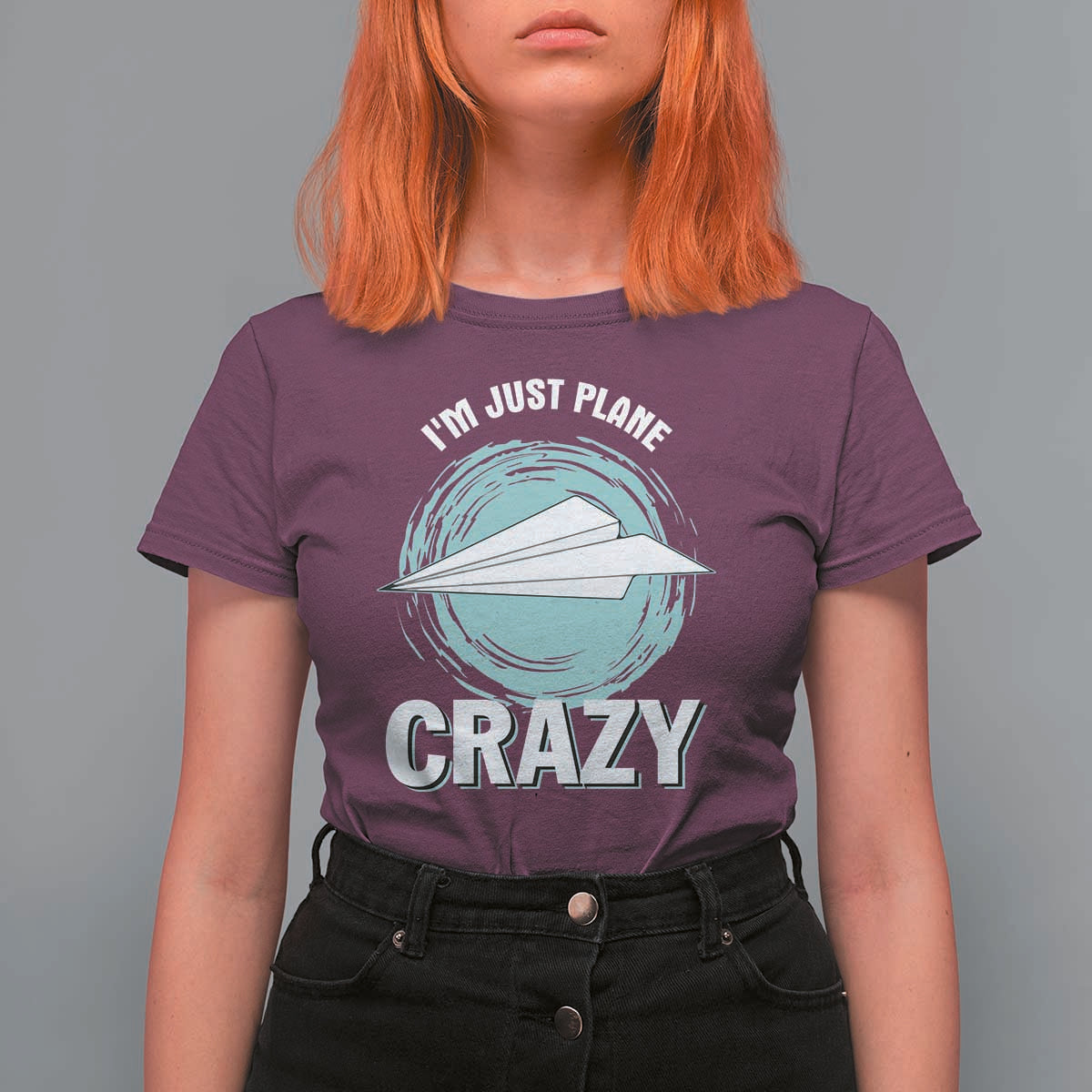Funny Paper Plane T Shirt For Women I'm Just Plane Crazy Pilots - Wonder Print Shop
