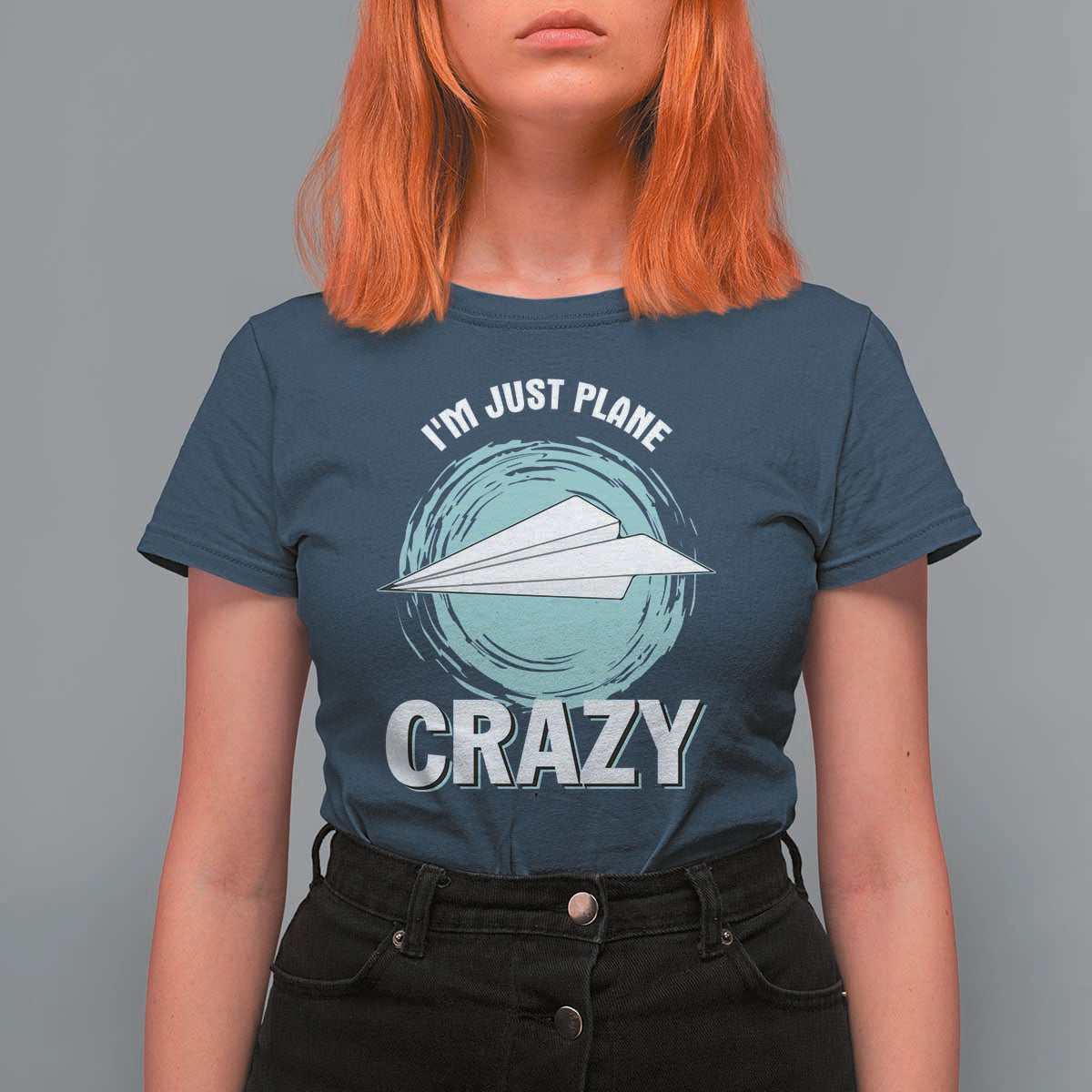 Funny Paper Plane T Shirt For Women I'm Just Plane Crazy Pilots - Wonder Print Shop