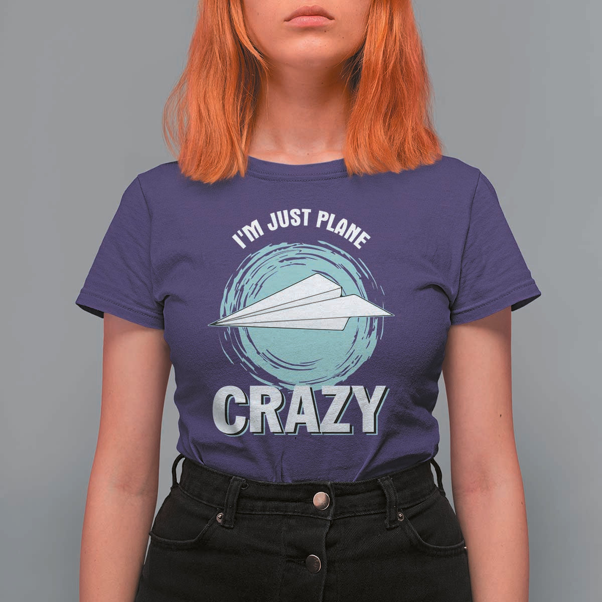 Funny Paper Plane T Shirt For Women I'm Just Plane Crazy Pilots - Wonder Print Shop