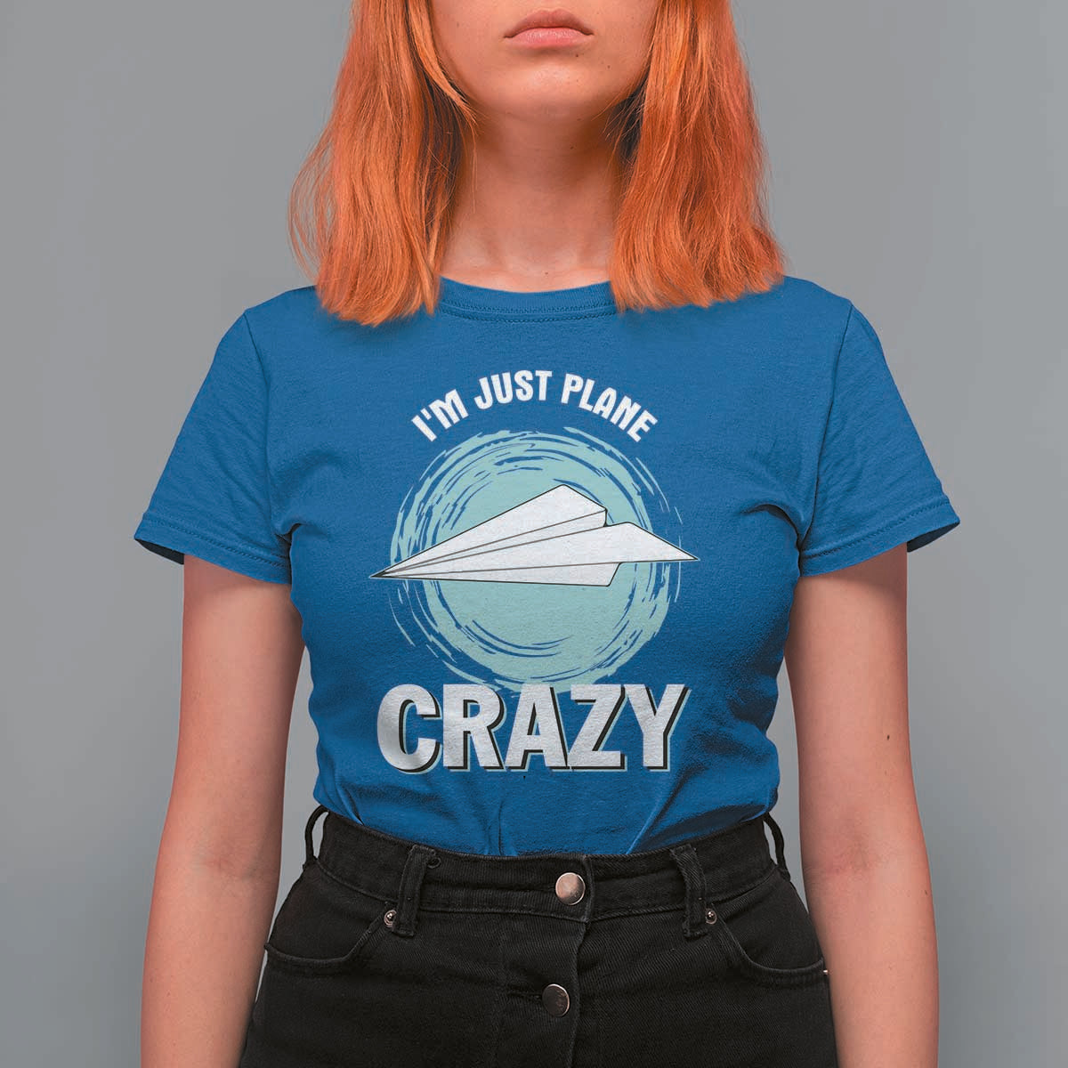 Funny Paper Plane T Shirt For Women I'm Just Plane Crazy Pilots - Wonder Print Shop