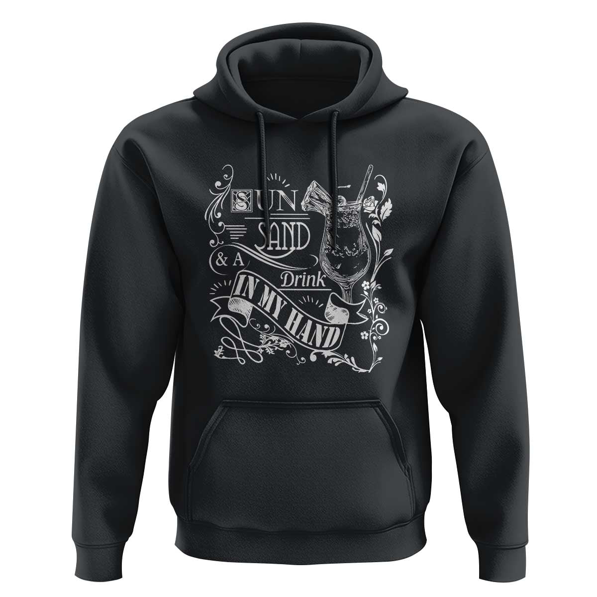 Summer Vacation Hoodie Sun Sand And A Drink In My Hand Pina Colada - Wonder Print Shop