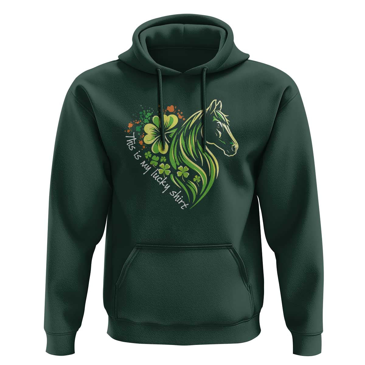 Horse Racing Hoodie This Is My Lucky Shirt Equestrian Four Leaf Clover - Wonder Print Shop