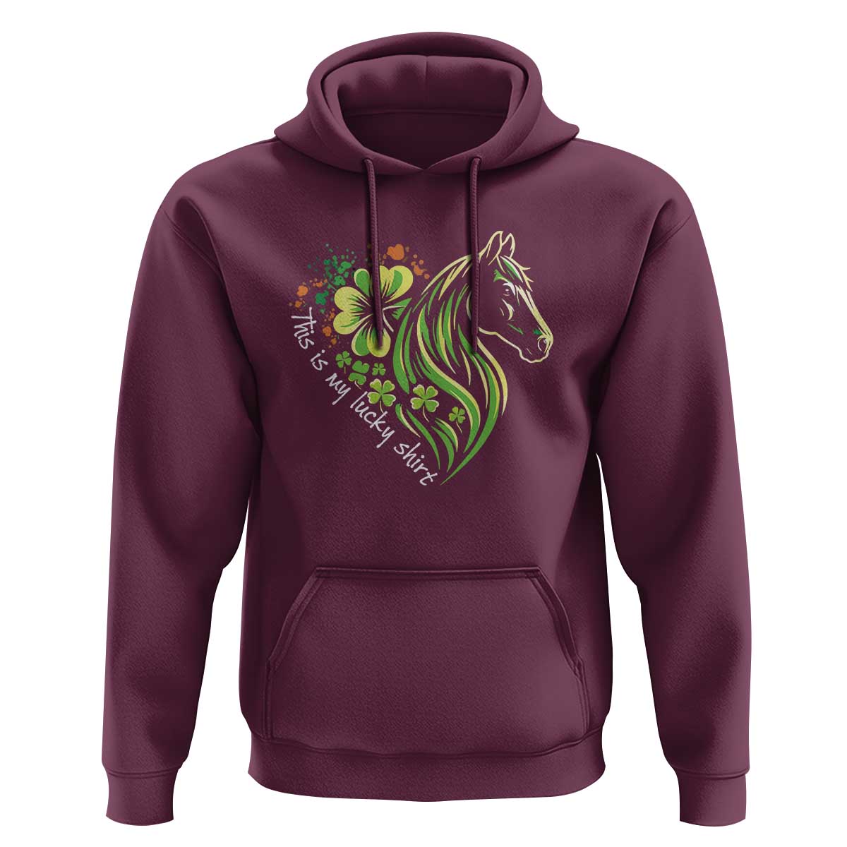 Horse Racing Hoodie This Is My Lucky Shirt Equestrian Four Leaf Clover - Wonder Print Shop